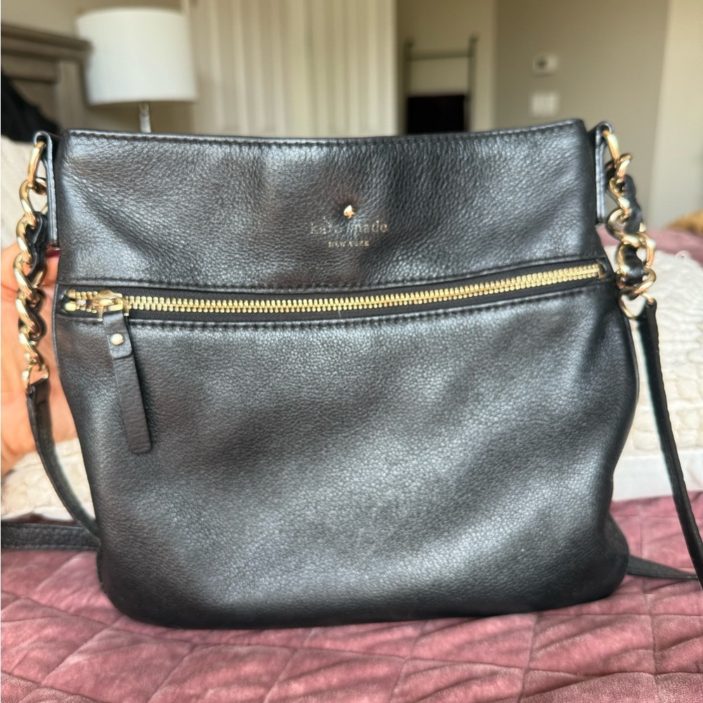 Kate Spade Black Crossbody Bag with Gold Accents